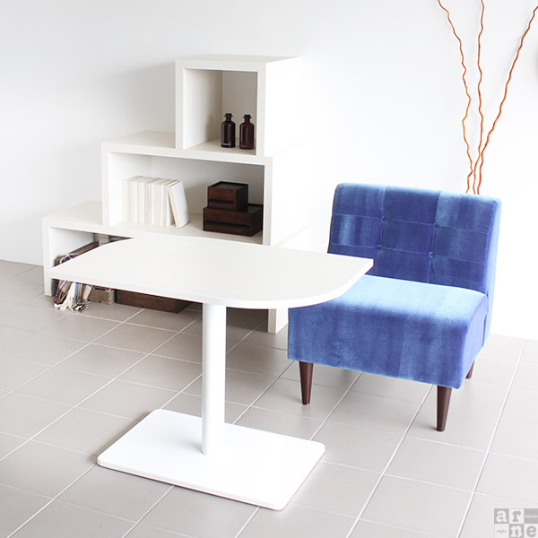 ダイニングテーブル 2人用 日本製 ホワイト 机 木製 1本脚 ハイテーブル 国産 60 ダイニングソファテーブル 2人 白 □ | arne | 07