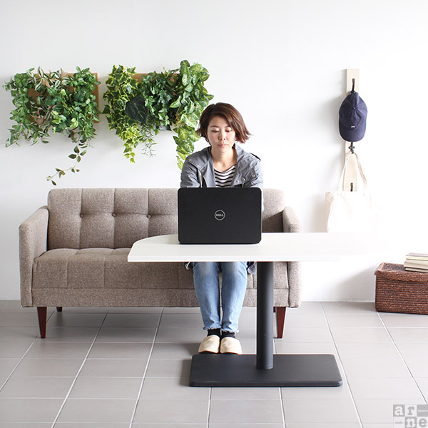 センターテーブル 幅120 カフェテーブル ブラウン 高さ60cm 一本脚 ダイニングテーブル 低め 一人暮らし テーブル 高級感 □ | arne | 05