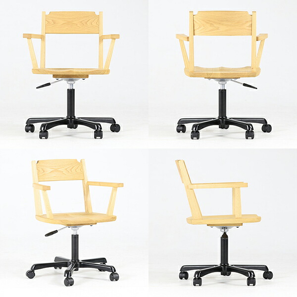 デスクチェア コンパクト オフィスチェア 肘付き パソコンチェア 疲れにくい 回転 椅子 昇降 チェア 在宅ワーク 天然木 木製 在庫処分 セール ● | arne | 03