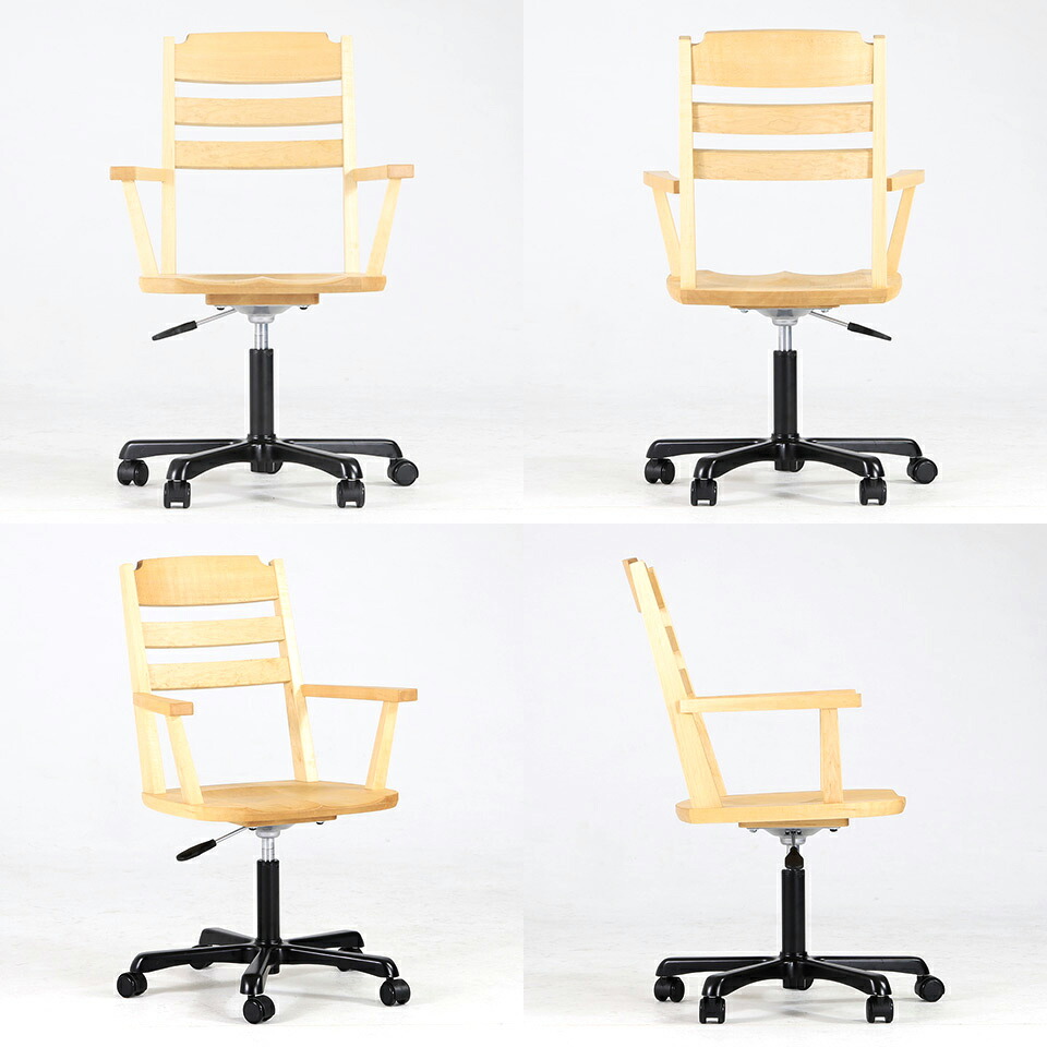 パソコンチェア オフィスチェアハイバック チェア 肘付き キャスター 回転椅子 木製 天然木 飛騨 デスクチェア おしゃれ 在庫処分 セール ● | arne | 03