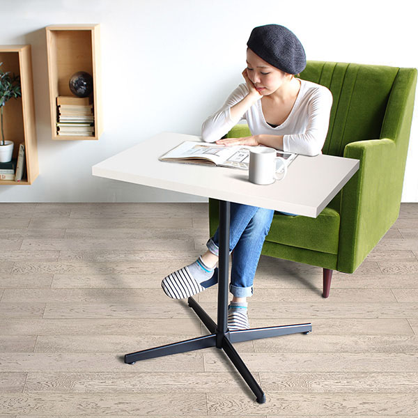 カフェテーブル ダイニングテーブル 食卓テーブル ホワイト 白 長方形 ダイニング リビングテーブル PCデスク 作業台 カフェ風 高級感 鏡面 □ | arne | 04