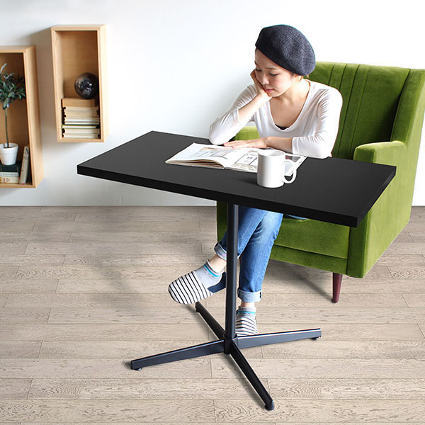 カフェテーブル ダイニングテーブル 食卓テーブル ブラック 黒 ハイテーブル リビングテーブル PCデスク 作業台 カフェ風 四角 高級感 鏡面 □ | arne | 04