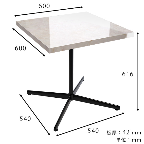カフェテーブル ハイテーブル ソファテーブル 高め マーブル 正方形 おしゃれ センターテーブル カフェ風 PCデスク 作業台 四角 高級感 □ | arne | 02