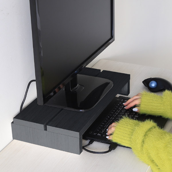 arne（アーネ） モニター台 木製 白 モニタースタンド パソコン台 机上