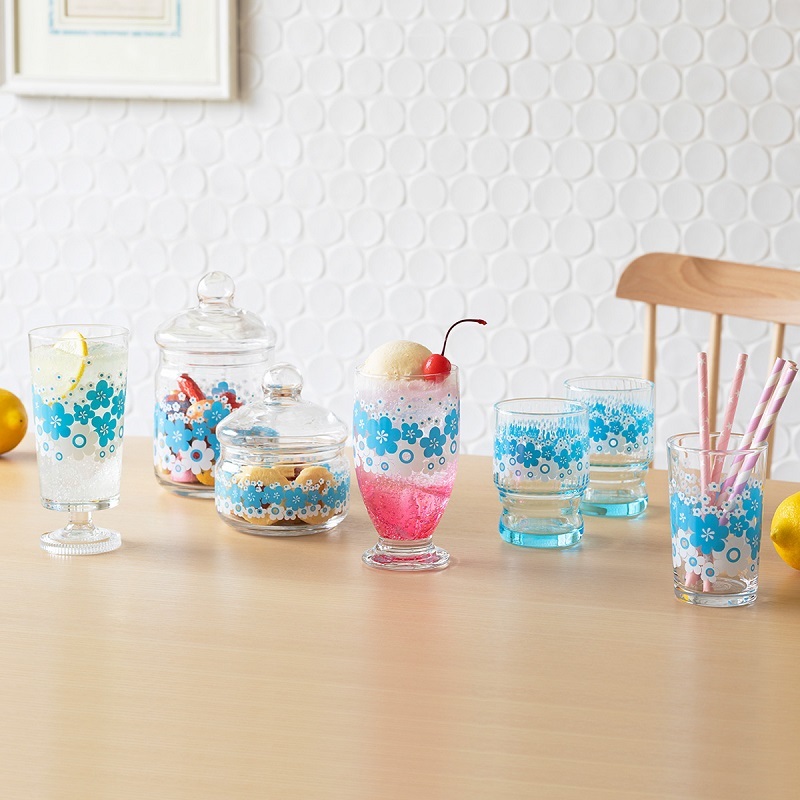 ADERIA 1~7営業日出荷 アデリアレトロ 昭和レトロ 花の輪 台付きグラス