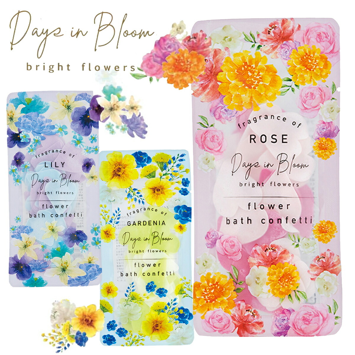 Days in Bloom プチギフト 入浴剤 ミニギフト 1000円以下 女性 10g バスコンフェッティ もこもこ泡風呂バブルバス 芳醇な花のアロマの香り  メール便 :30000714:アロマージュプリュス - 通販 - Yahoo!ショッピング