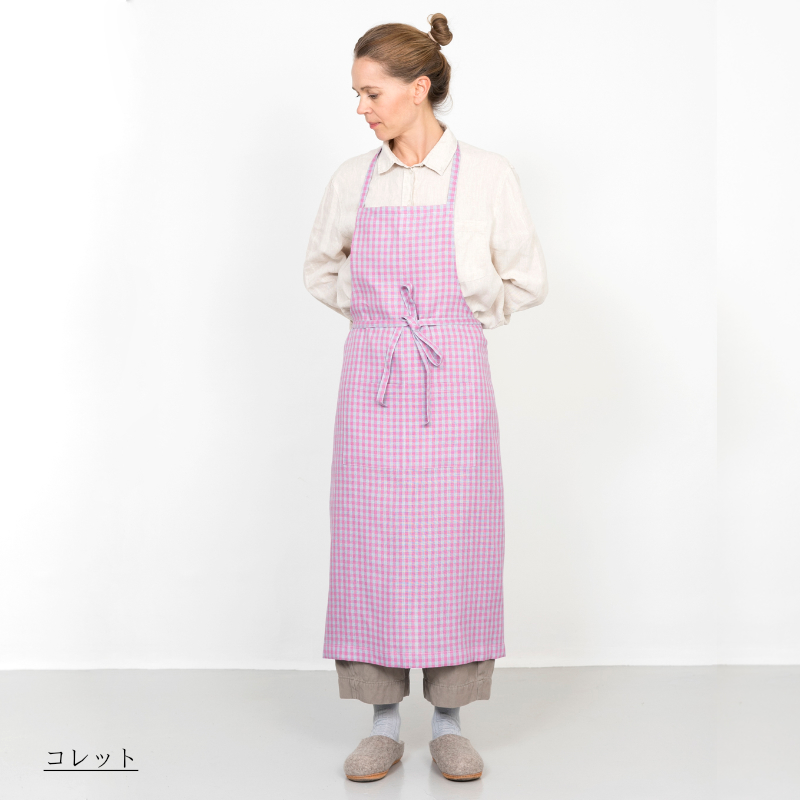 Fog linen work リネン ピンクエプロン フリーサイズ fog linen work 無料ラッピング リネンフルエプロン おしゃれ
