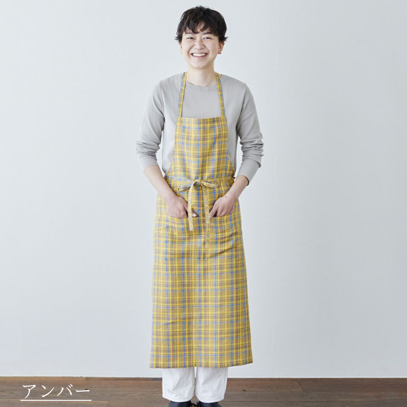 エプロン好きの きれいめエプロン】アンティークローズ／薄手リネン