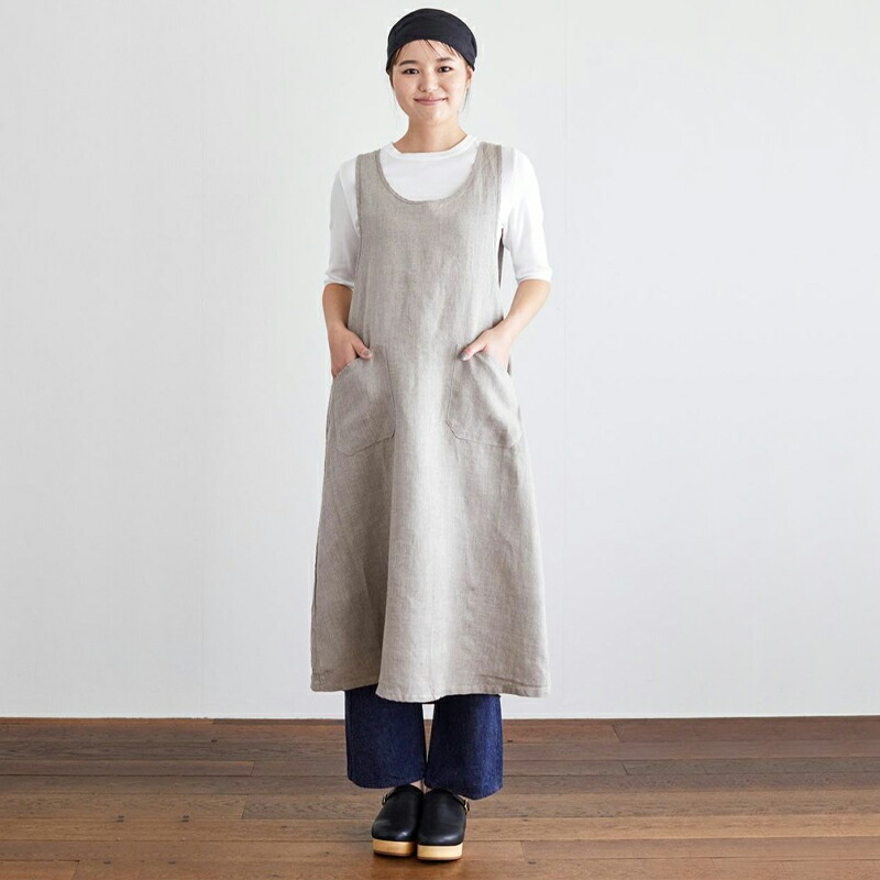 fog linen work エプロン ワンピース ギフトリネンオーバー