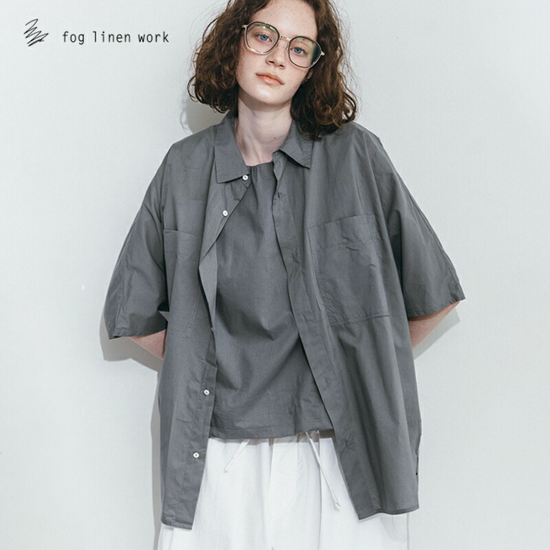 フレダ シャツ グレー fog linen work フォグリネンワーク オーバーサイズ ドルマンスリーブ レディース 女性 半袖 おしゃれ 春夏 送料無料