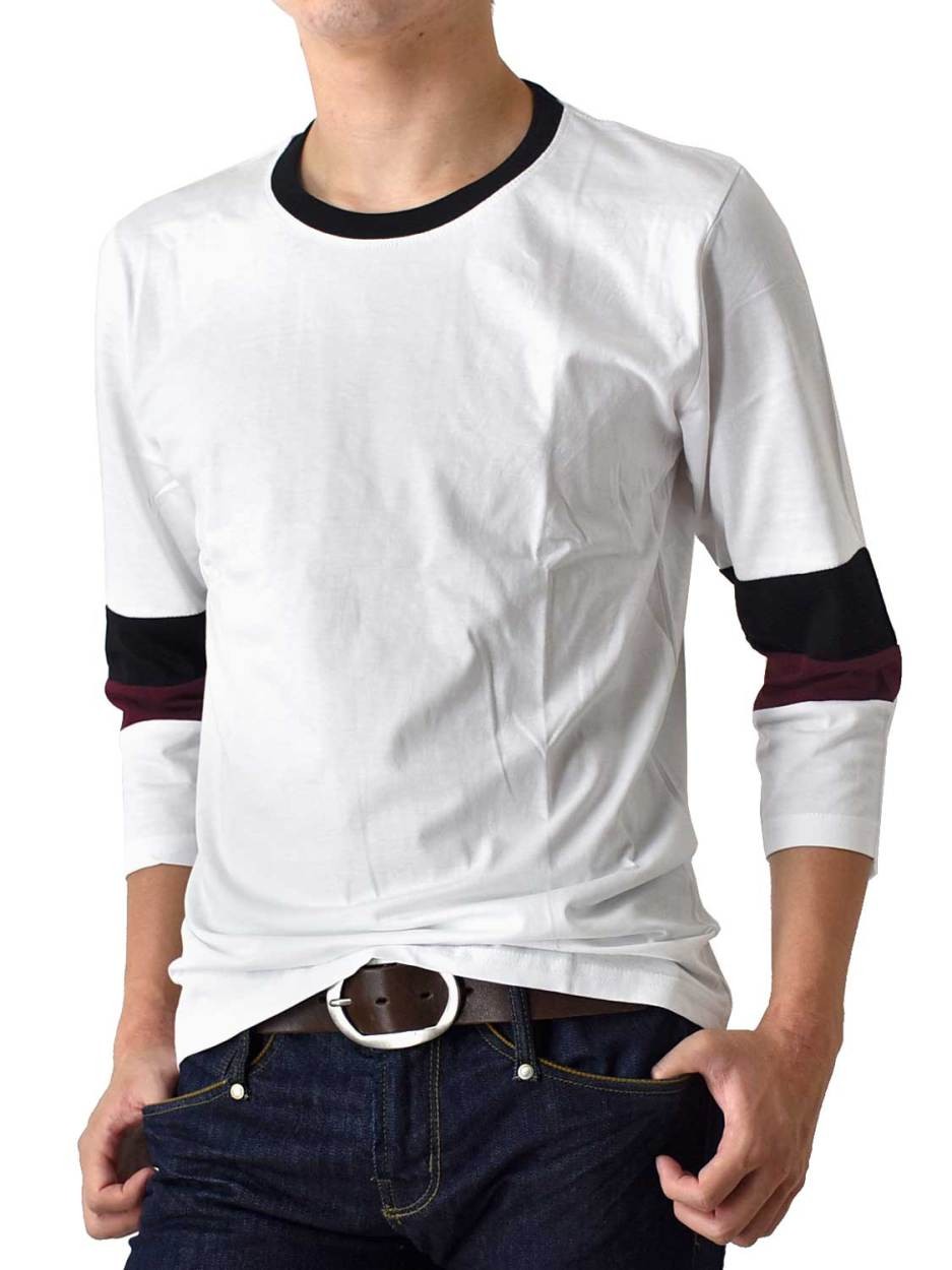 Tシャツ メンズ 配色切替 ７分袖 ロンT 七分袖 長袖Tシャツ カットソー 送料無料 通販M《M1.5》｜aronacasual｜05