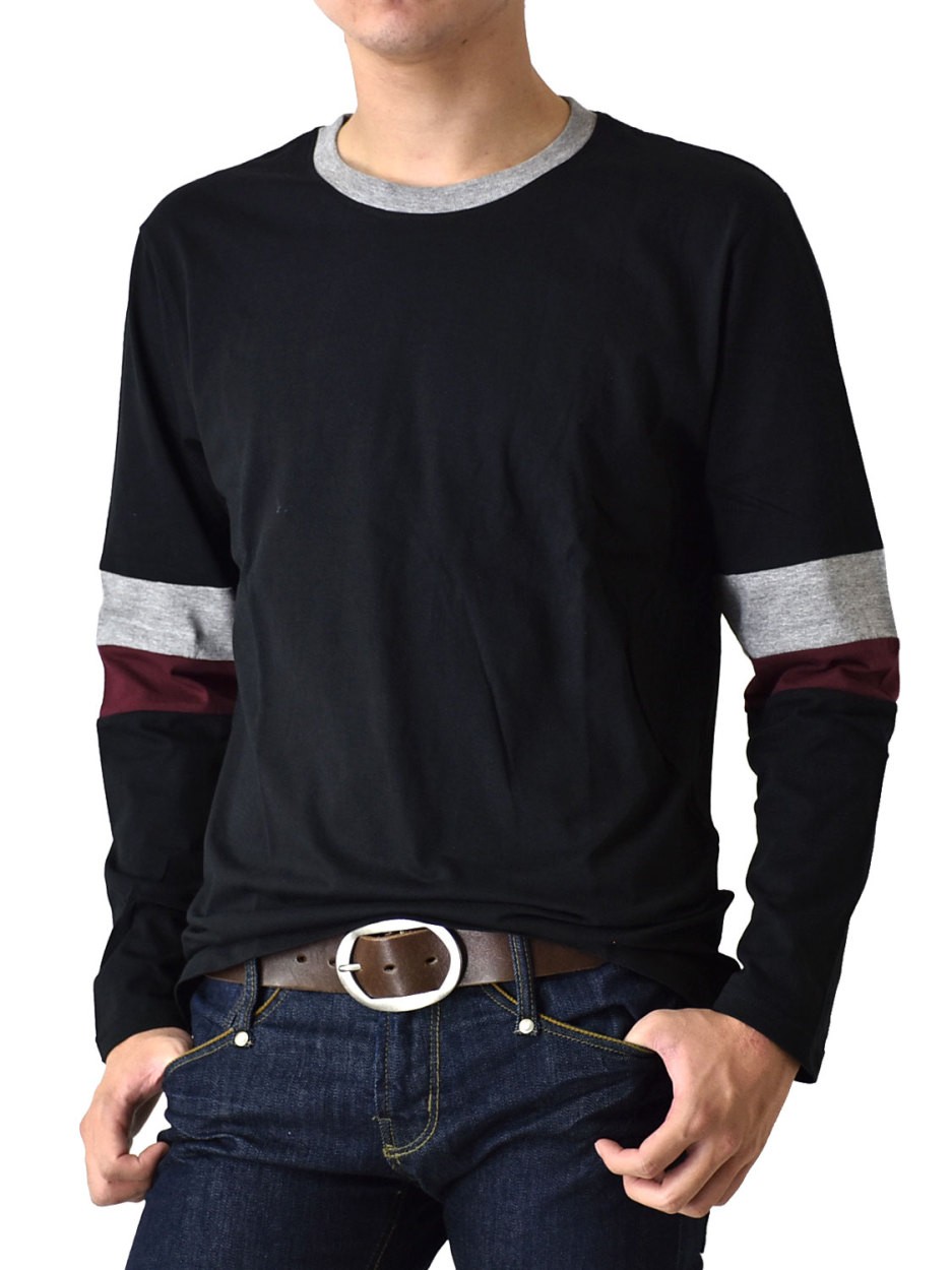 Tシャツ 長袖 メンズ 袖ライン ロングTシャツ セール 送料無料 通販M《M1.5》｜aronacasual｜04