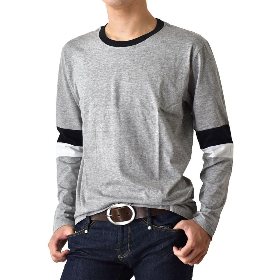 Tシャツ 長袖 メンズ 袖ライン ロングTシャツ セール 送料無料 通販M《M1.5》｜aronacasual｜02