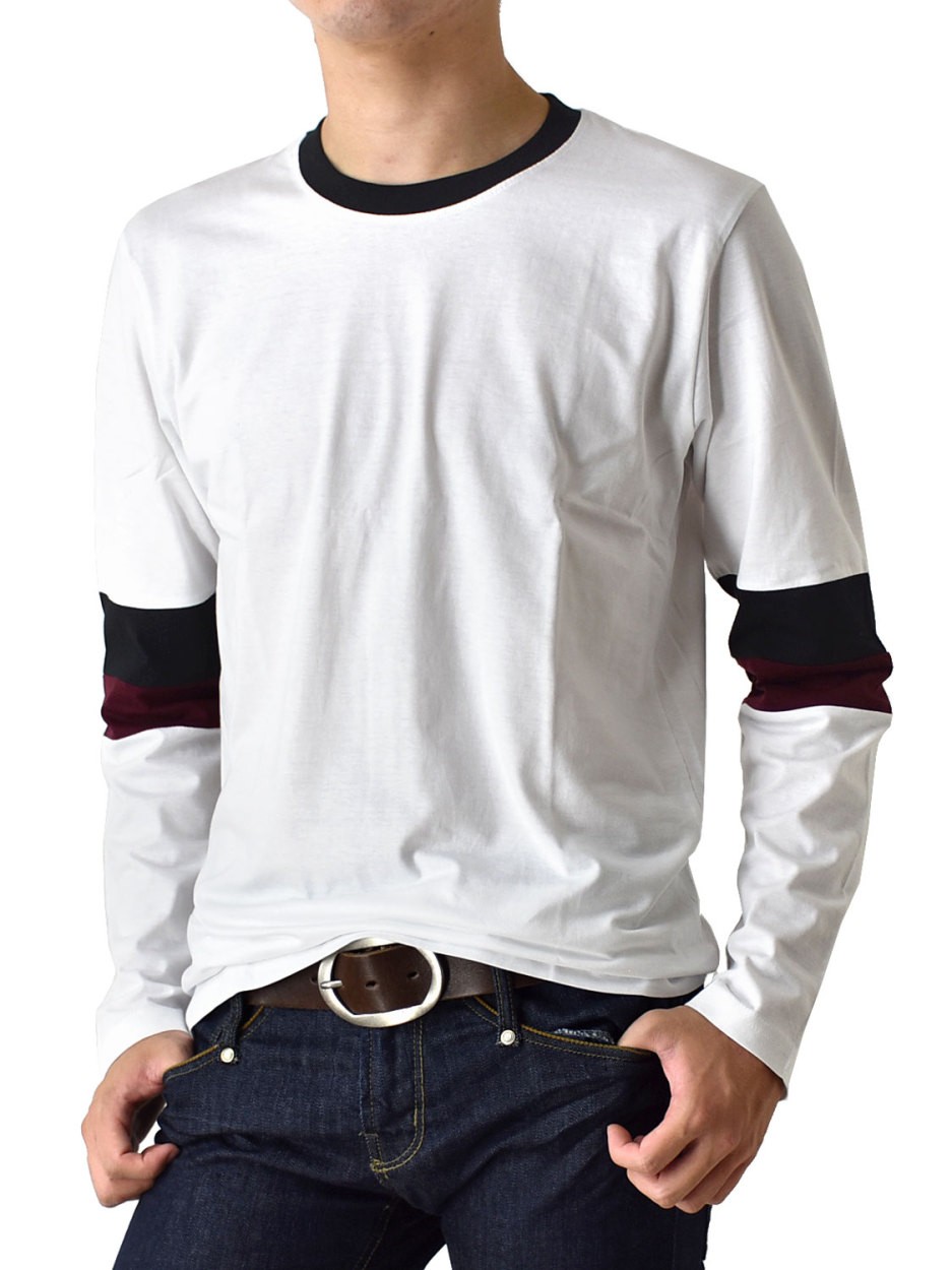 Tシャツ 長袖 メンズ 袖ライン ロングTシャツ セール 送料無料 通販M《M1.5》