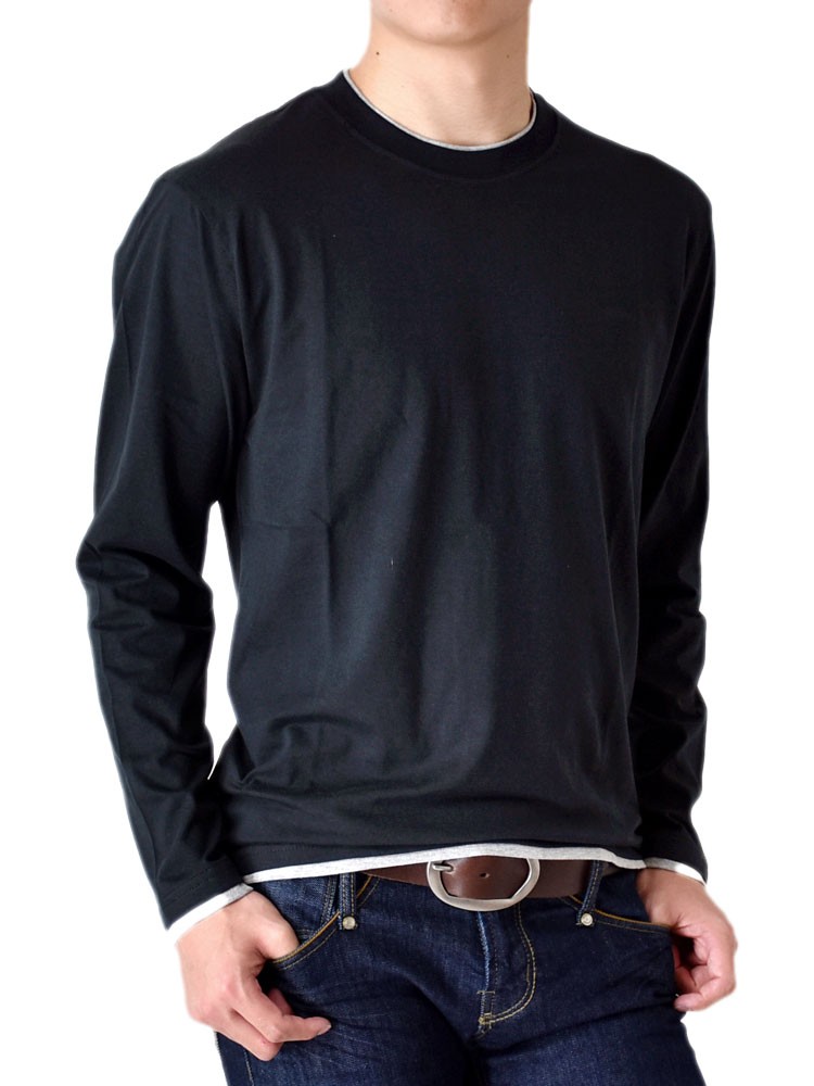 長袖Tシャツ ロングTシャツ メンズ フェイクレイヤード無地ロンT セール 送料無料 通販MC《M1.5》 :ar-113014:アローナ