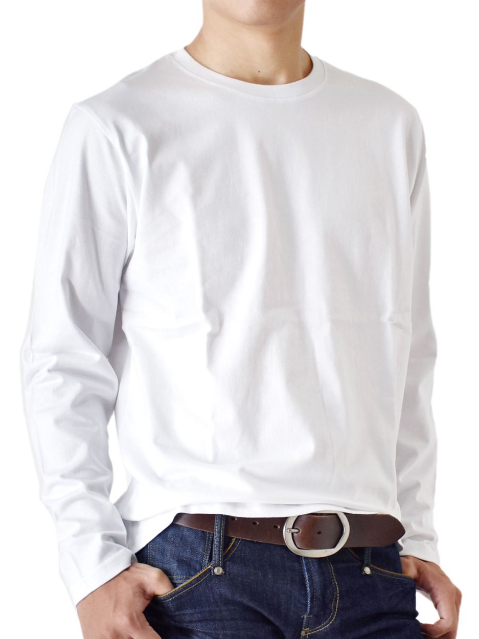 ストレッチTシャツ 無地 長袖Tシャツ ロングTシャツ クルー Vネック メンズ 送料無料 通販M《M1.5》｜aronacasual｜02