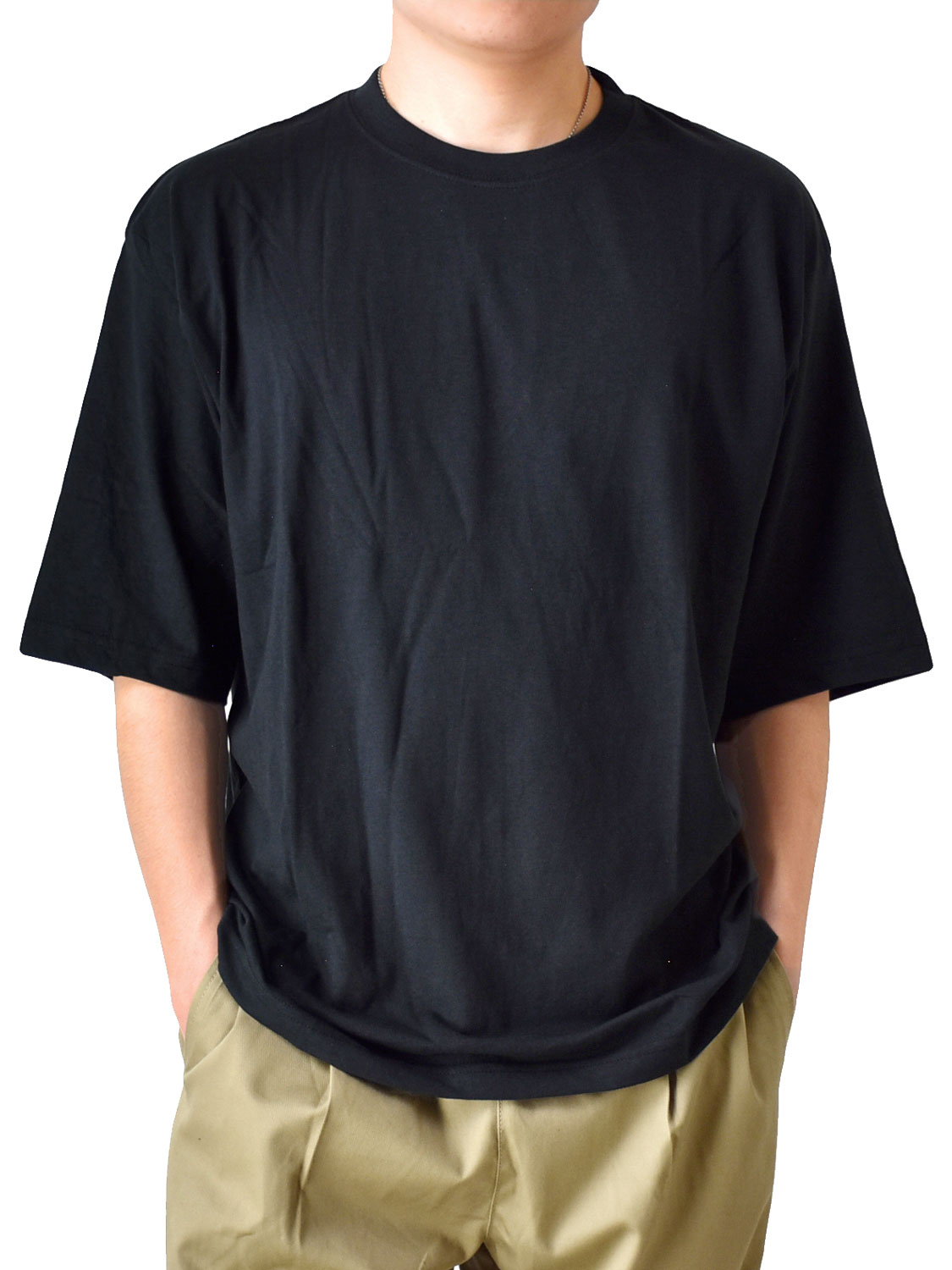 Tシャツ メンズ ストレッチコットン 5分袖 五分袖 ワイドシルエット クルーネック 丸首 送料無料 通販Y｜aronacasual｜03