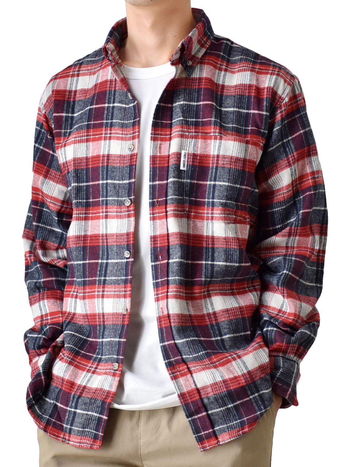 ネルシャツ チェックシャツ メンズ ボタンダウンシャツ リサイクル素材 送料無料 通販YC 長袖