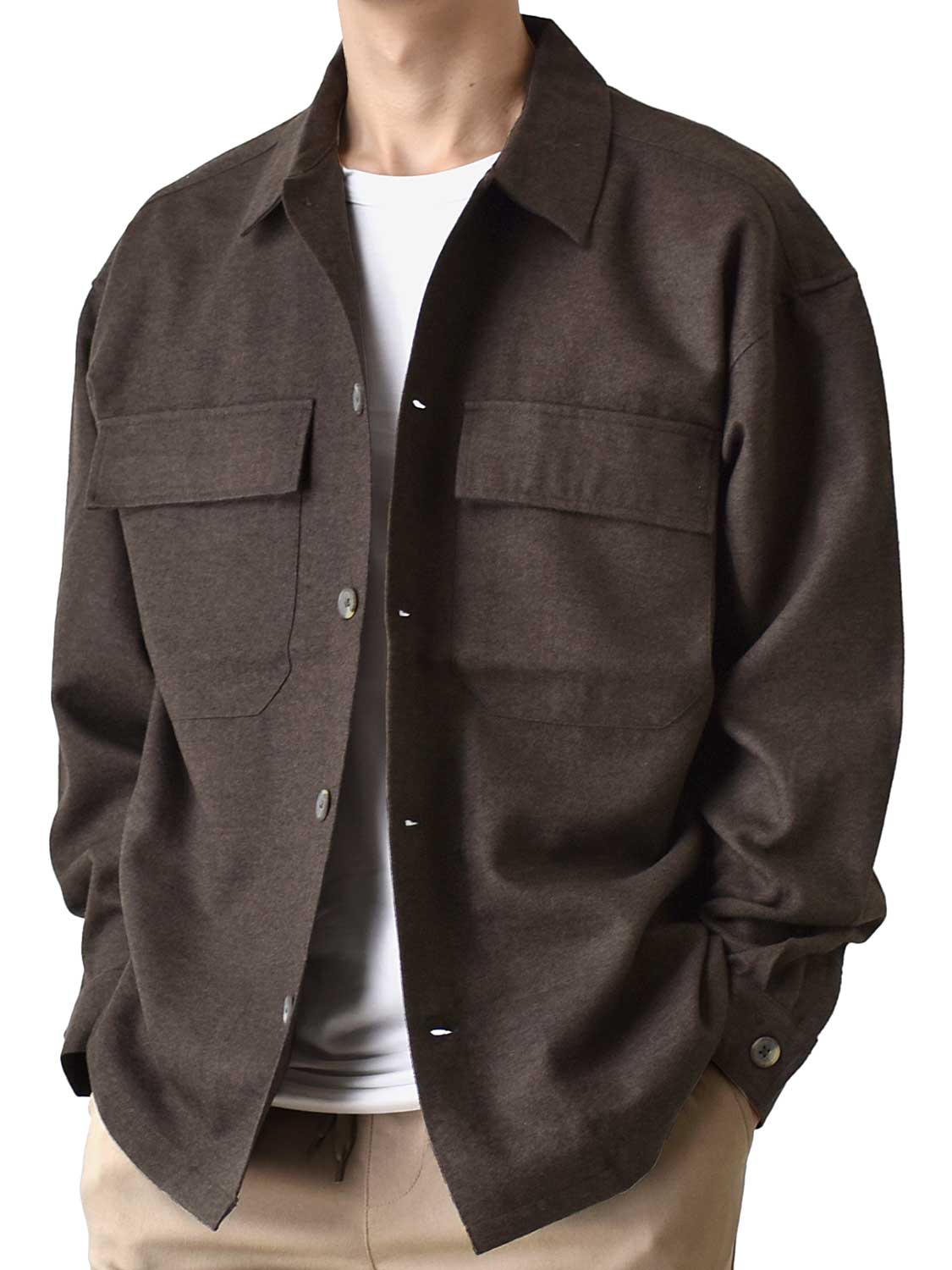 シャツ メンズ 長袖 起毛 ビッグシルエット シャツジャケット 送料無料 通販YC｜aronacasual｜02