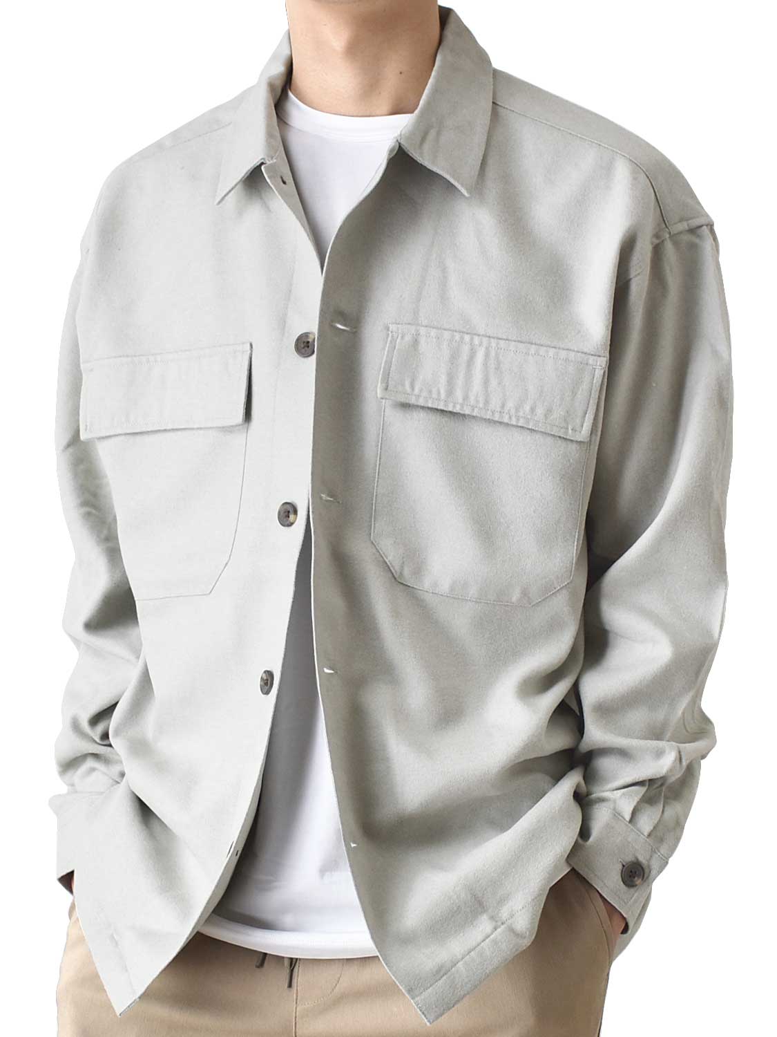 シャツ メンズ 長袖 起毛 ビッグシルエット シャツジャケット 送料無料 通販YC