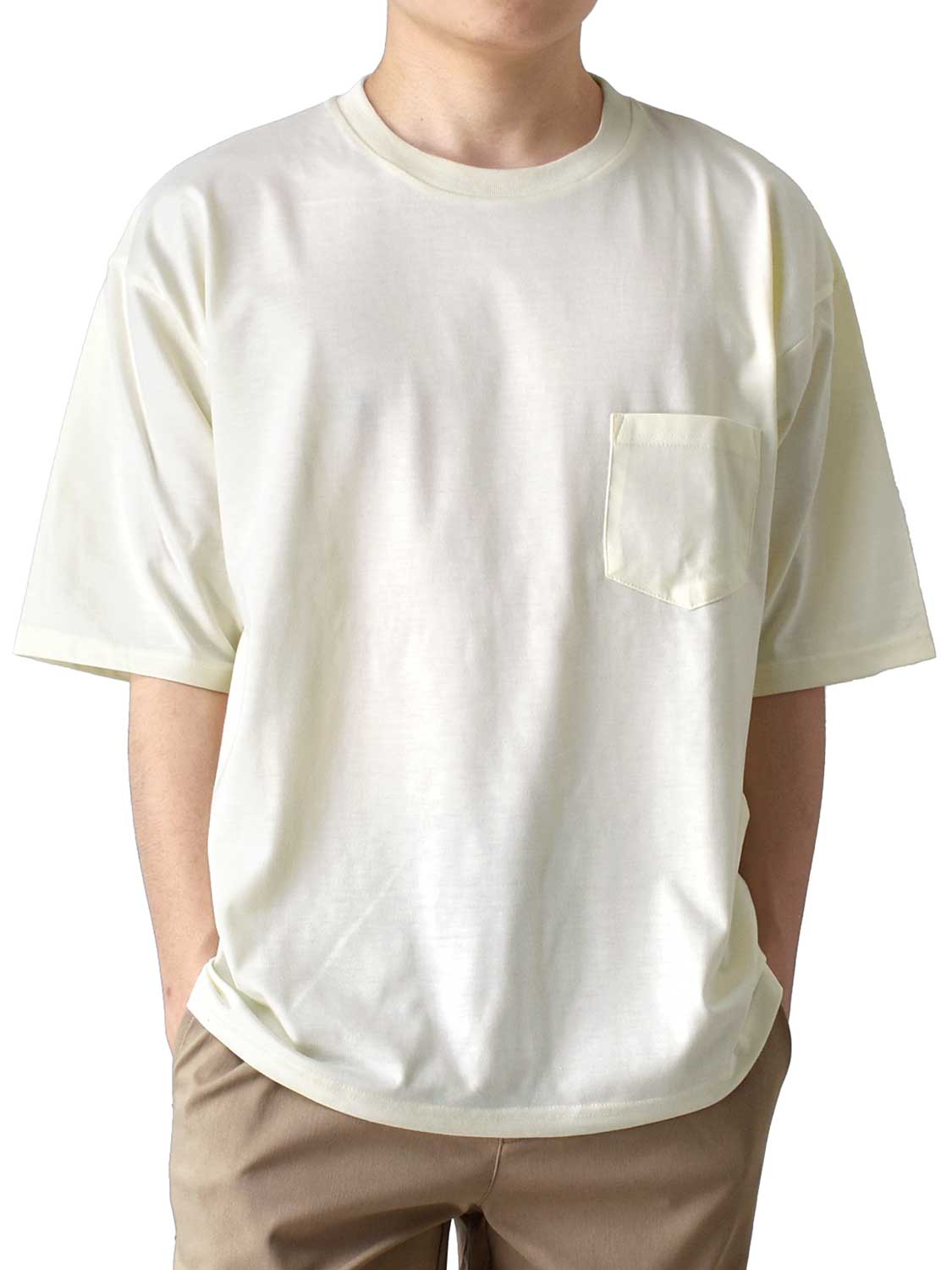 Tシャツ メンズ 半袖 ストレッチ 接触冷感 ワイドシルエット ポケット付き 送料無料 通販Y