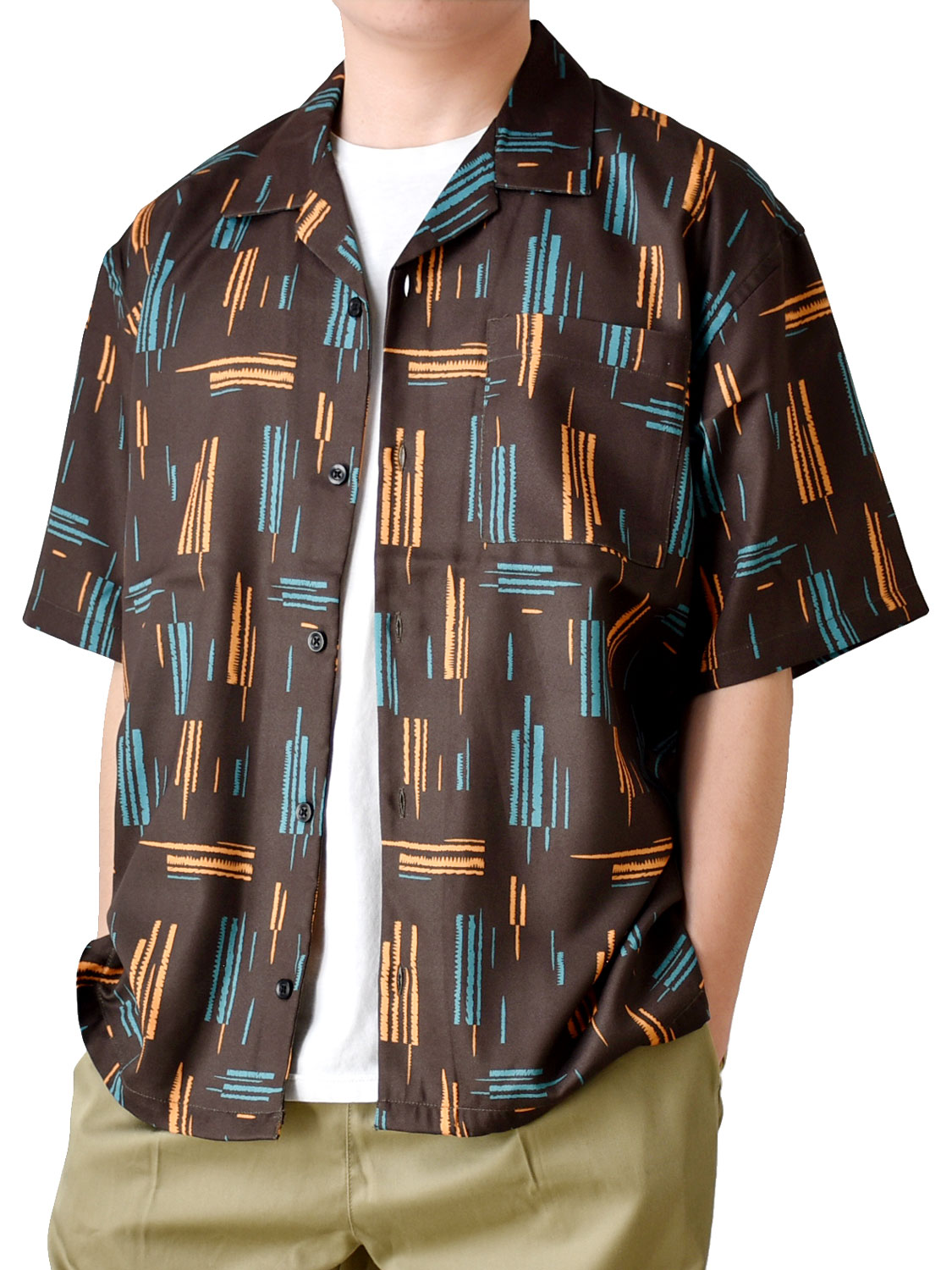 シャツ メンズ アロハシャツ 総柄 半袖 プリント 送料無料 通販YC