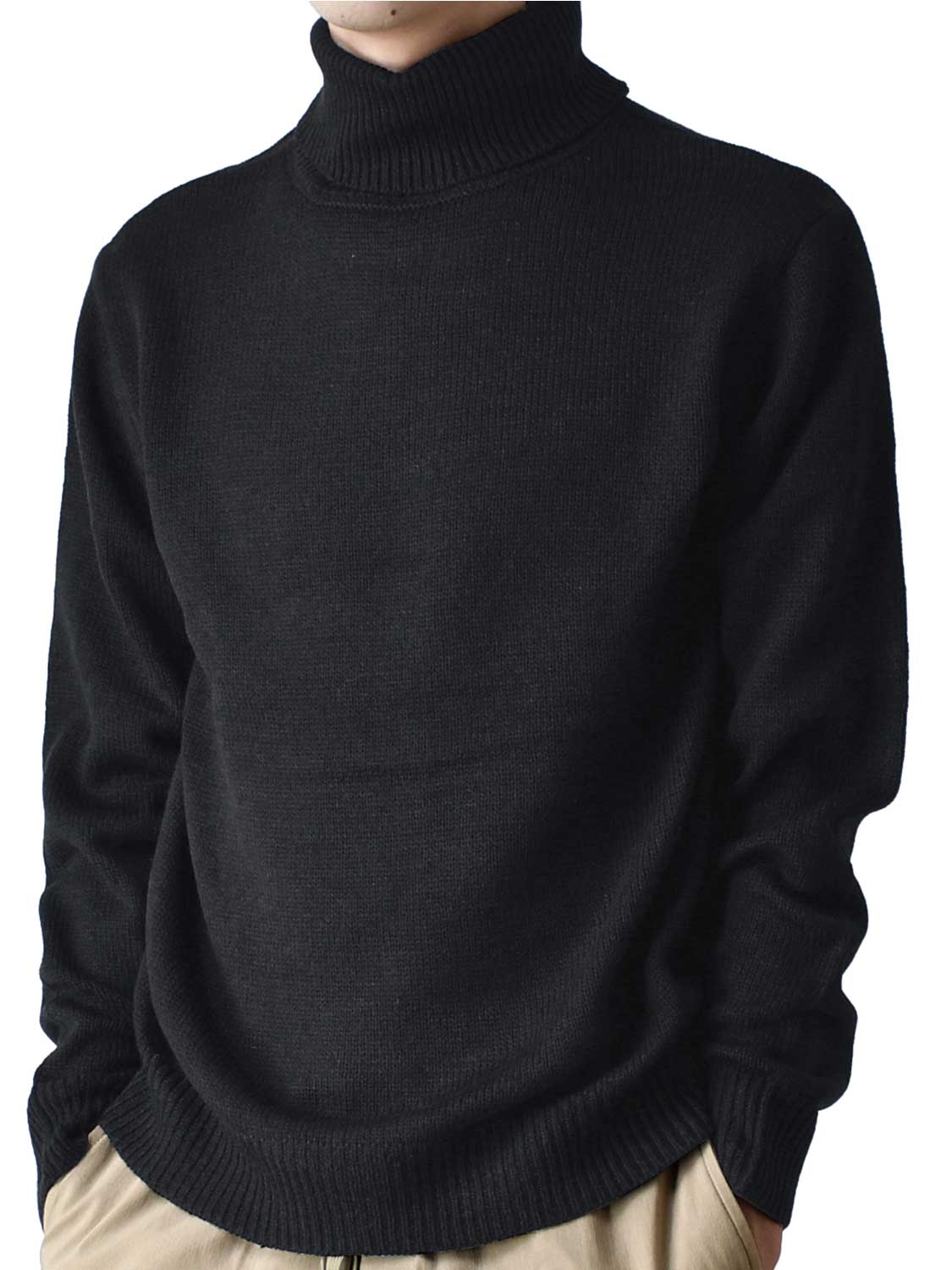ニット セーター メンズ タートルネック ウォッシャブル 暖か 送料無料 通販YC