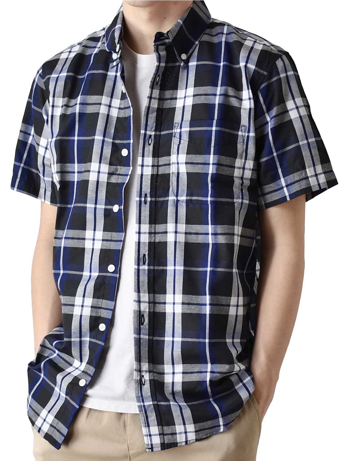 チェックシャツ 半袖 メンズ ブロード 送料無料 通販M《M1.5》 シャツ