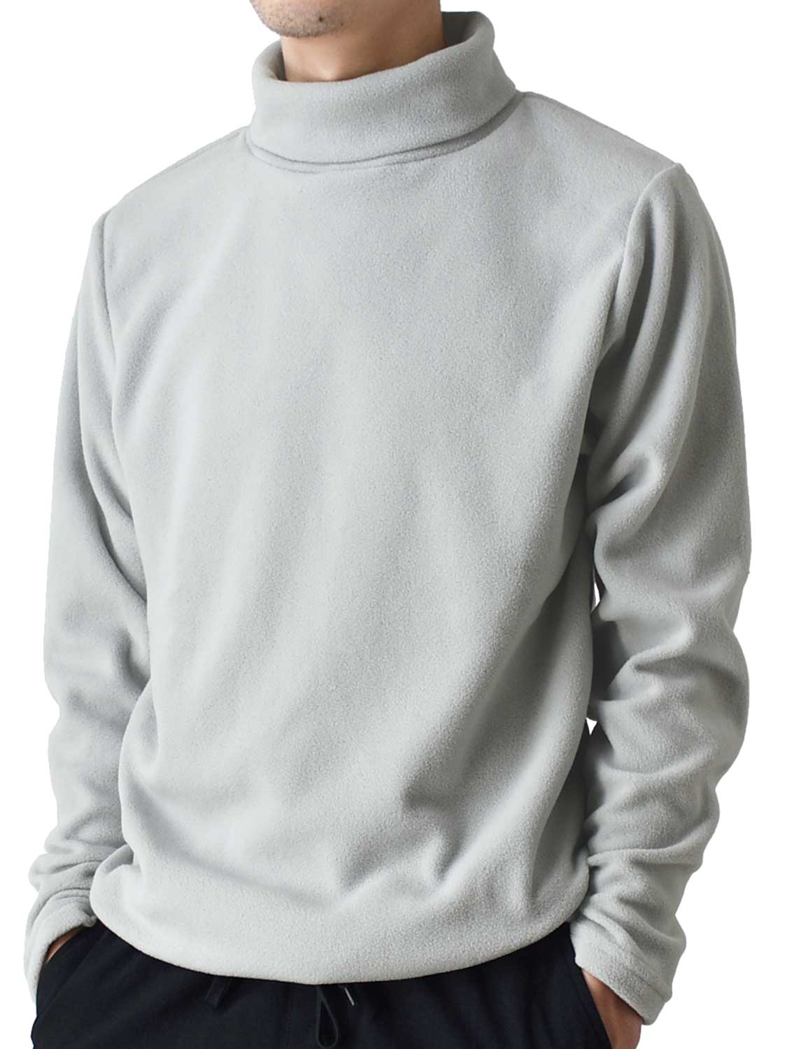 フリース カットソー タートルネック 裏起毛 暖か メンズ セーター ニット 送料無料 通販YC