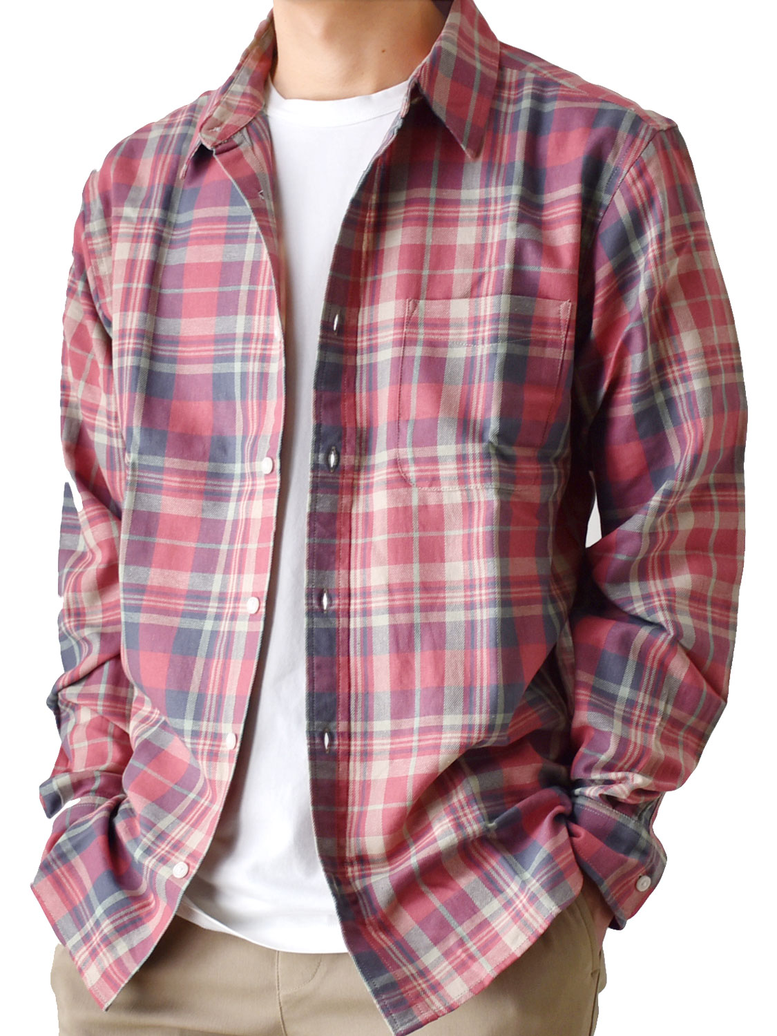 メンズ チェック柄シャツ 長袖シャツ ネルシャツ ロゴ x8370 spu190846_2_col4.jpg?fitin=720:720