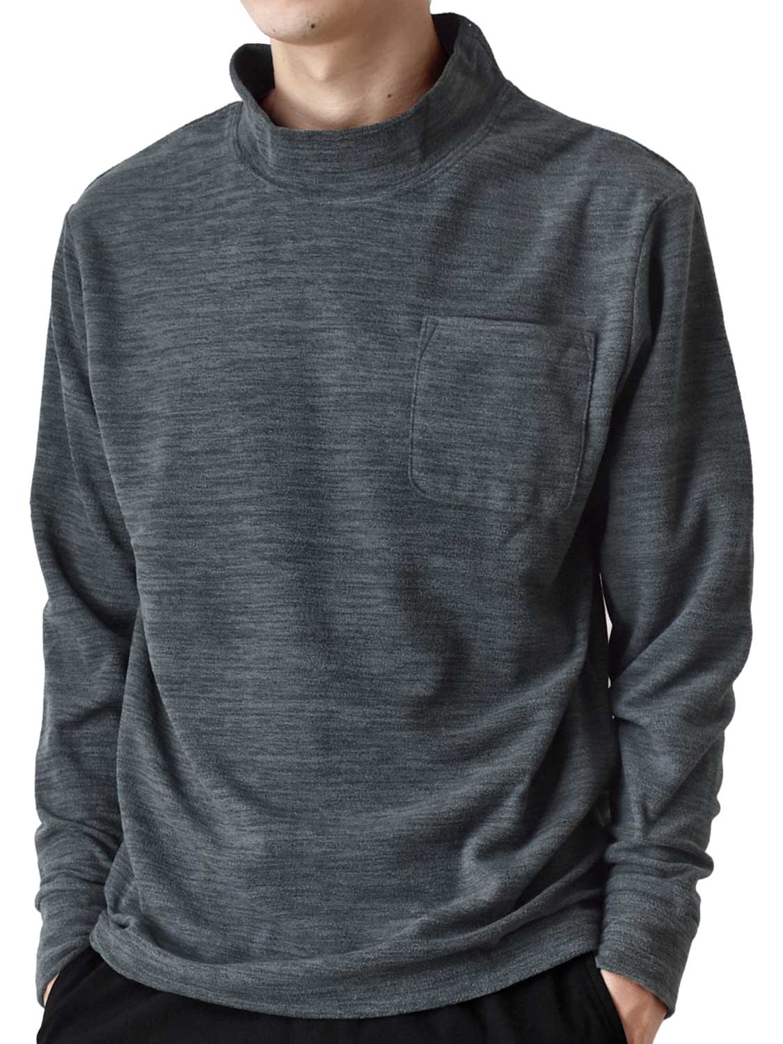 ホカロン 裏起毛 フリース 長袖Tシャツ メンズ あったか ストレッチ