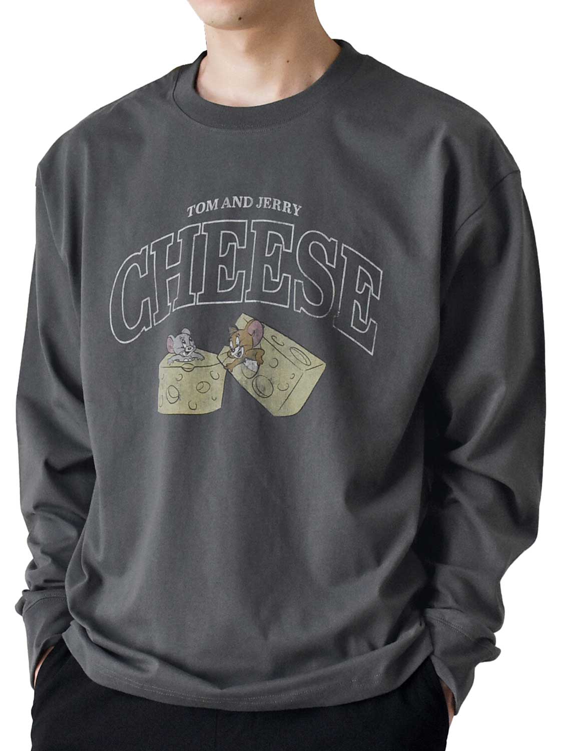 長袖 Tシャツ メンズ ストレッチ トムとジェリー タフィー レトロ