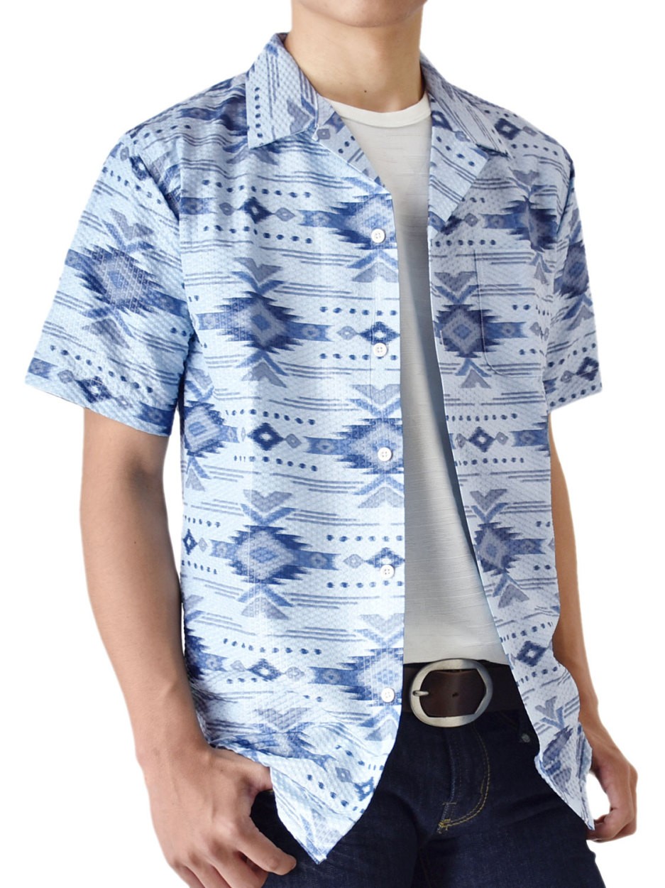 半袖オープンシャツ 開襟シャツ メンズ 送料無料 通販M《M1.5》