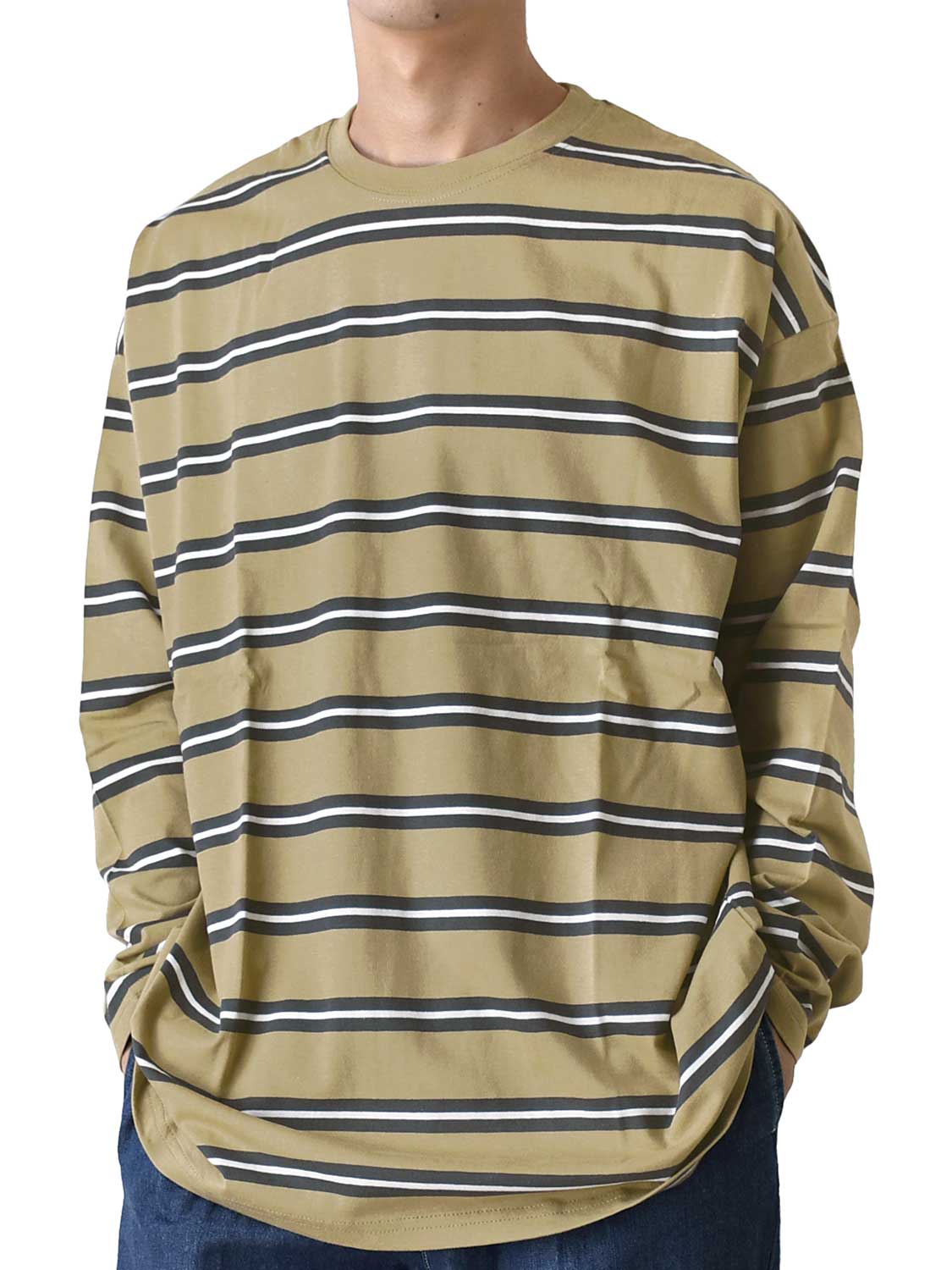 Tシャツ メンズ 長袖 マルチボーダー 送料無料 通販YC ロングTシャツ ロンT