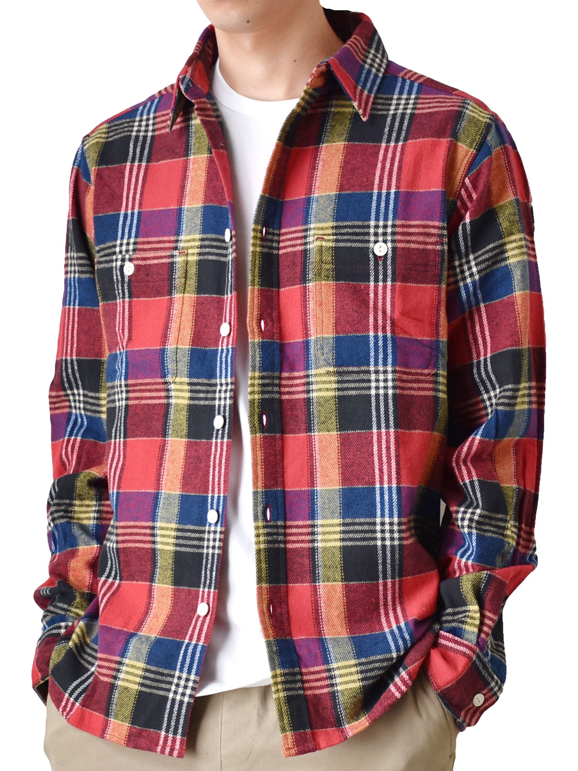 ARONA チェックシャツ ネルシャツ 長袖 シャツ 冬 暖かい 防寒 メンズ