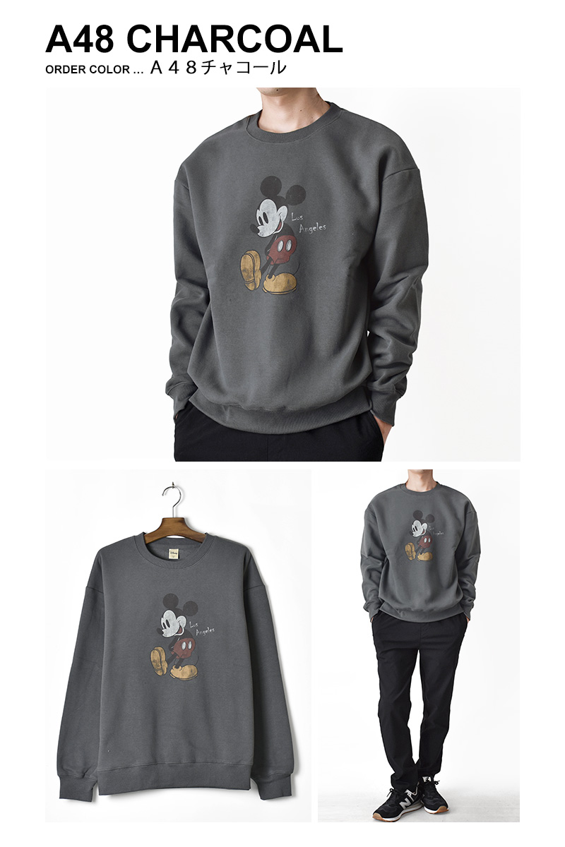 Disney（ディズニー） トレーナー メンズ 裏起毛 ミッキーマウス