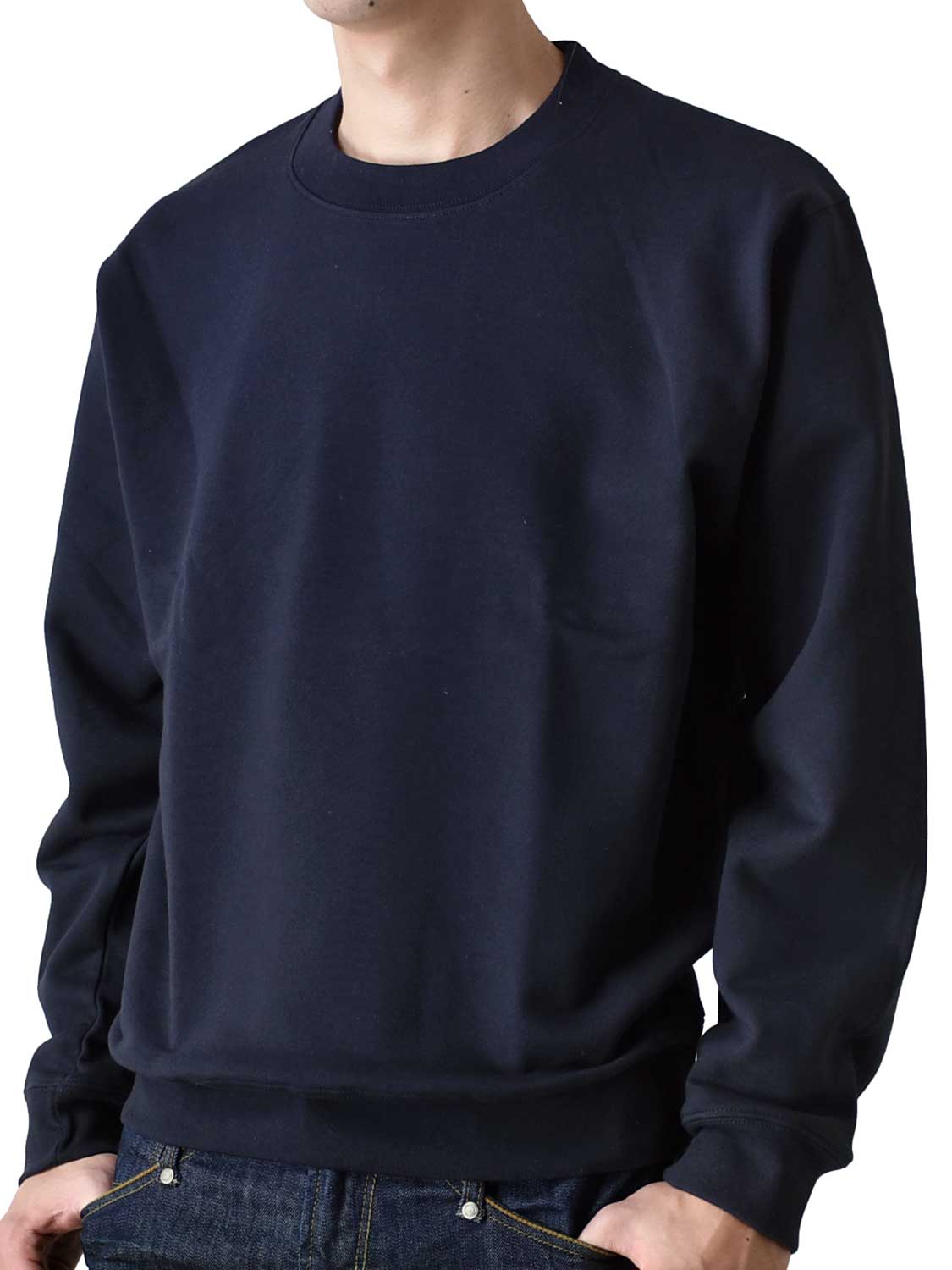 ARONA 無地 トレーナー スウェット ストレッチ メンズ 裏パイル クルー