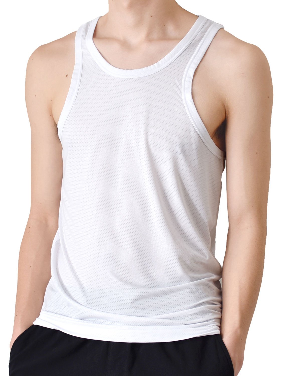 Hanes（ヘインズ） タンクトップ メンズ 接触冷感 速乾 DRY メッシュ