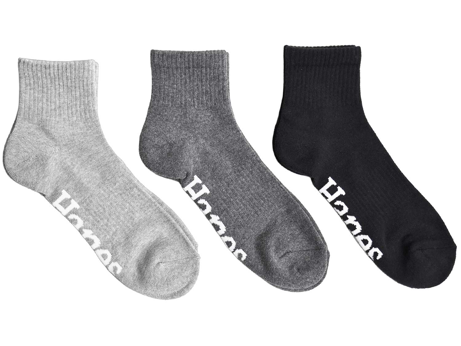 Hanes（ヘインズ） 靴下 メンズ 3足組 クォーターレングス ソックス