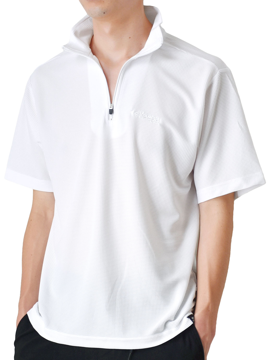 Kaepa（ケイパ） ハーフジップ 半袖Tシャツ メンズ DRY 吸汗速乾 UV