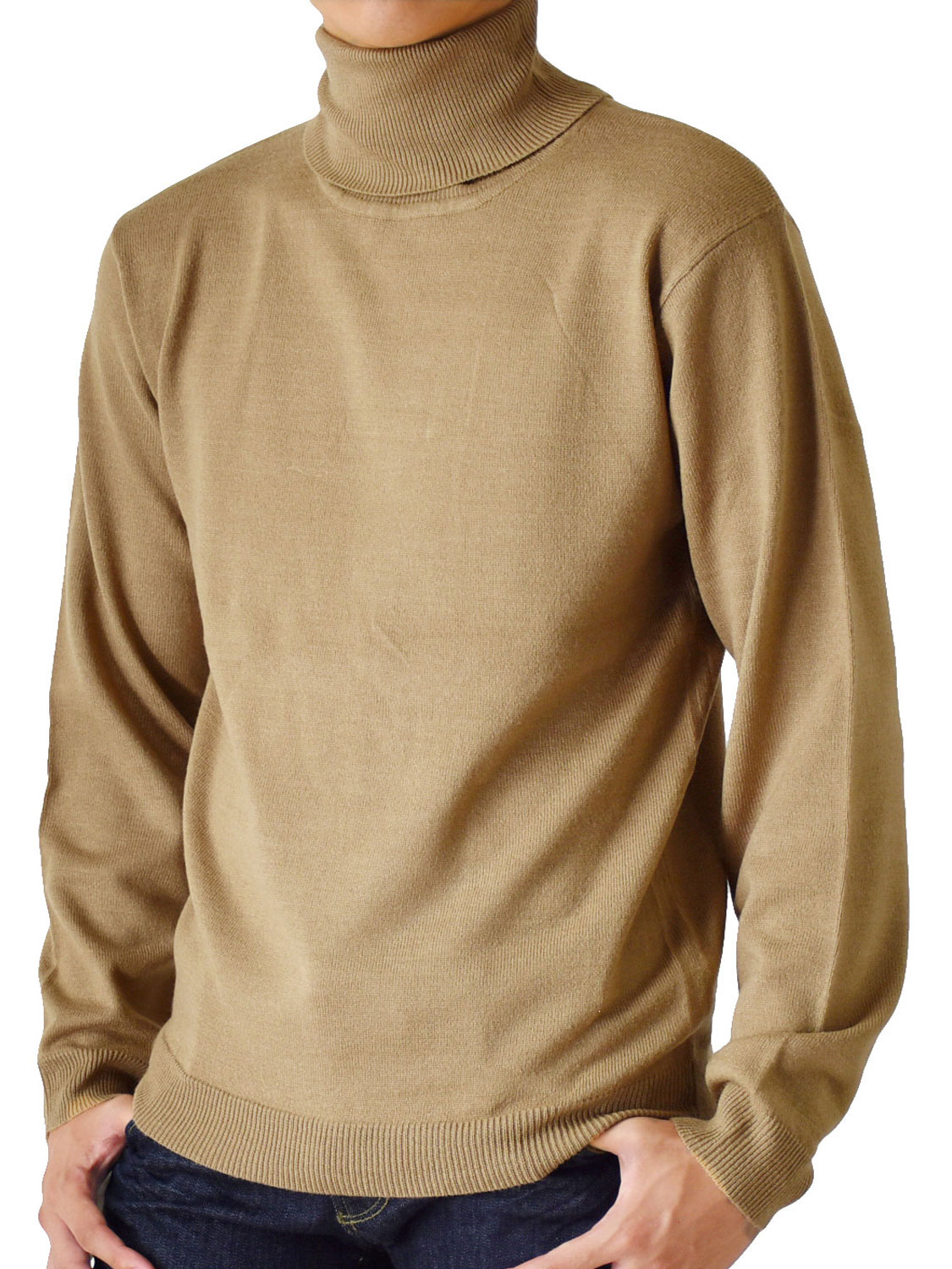 ARONA カシミア タッチ タートルネック ニット セーター 裏起毛