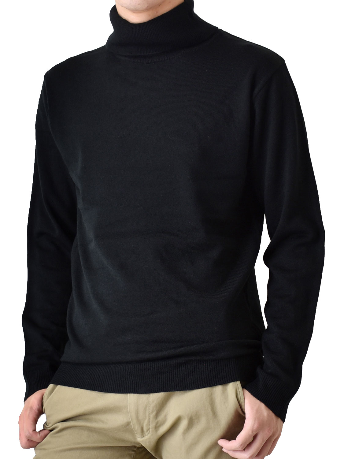 ARONA カシミア タッチ タートルネック ニット セーター 裏起毛