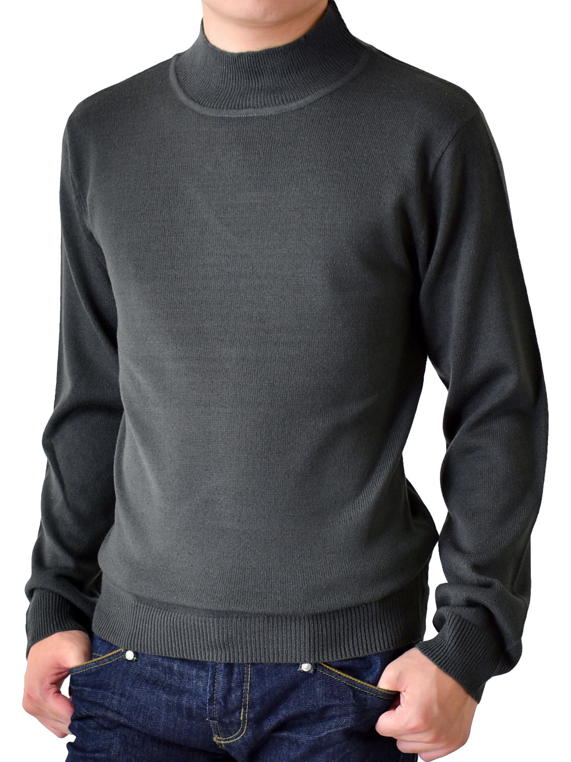 ARONA カシミア タッチ タートルネック ニット セーター 裏起毛