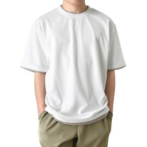 Tシャツ メンズ ドライ 吸汗速乾 接触冷感 フェイクレイヤード ワイドシルエット 送料無料 通販Y
