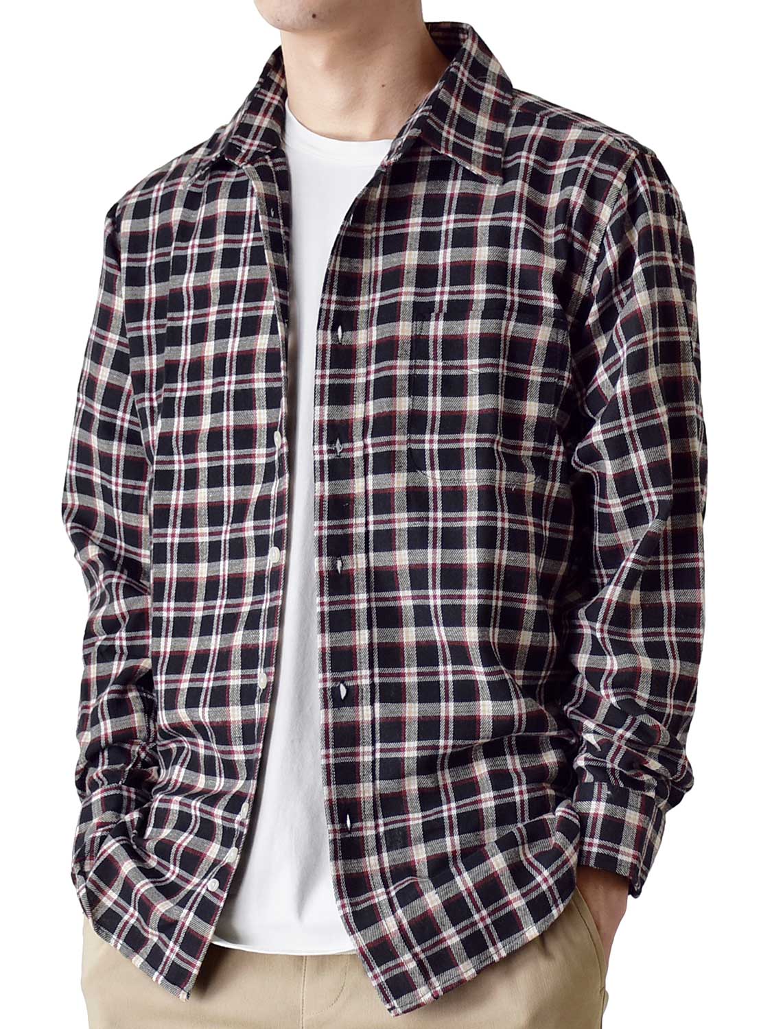 ARONA ネルシャツ メンズ チェックシャツ 長袖 シャツ 爆買 送料無料