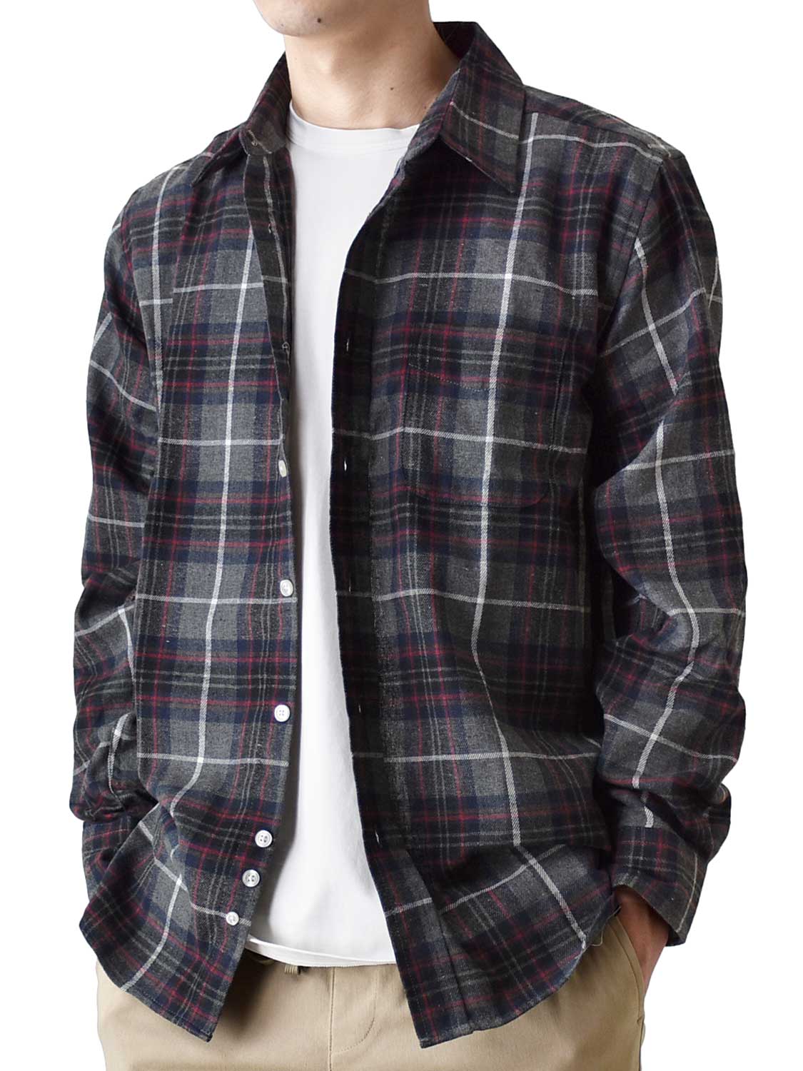 ARONA ネルシャツ メンズ チェックシャツ 長袖 シャツ 爆買 送料無料