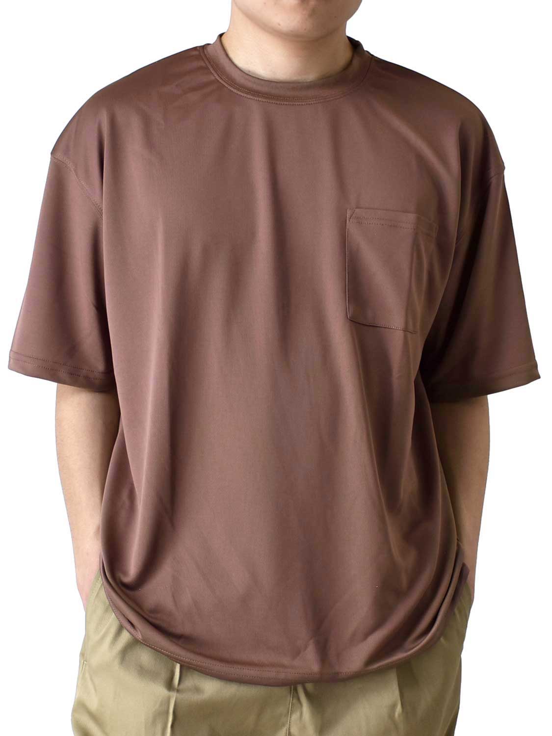DRYストレッチ Tシャツ メンズ 吸汗速乾 くすみカラー ワイドシルエット ポケット付き 送料無料...