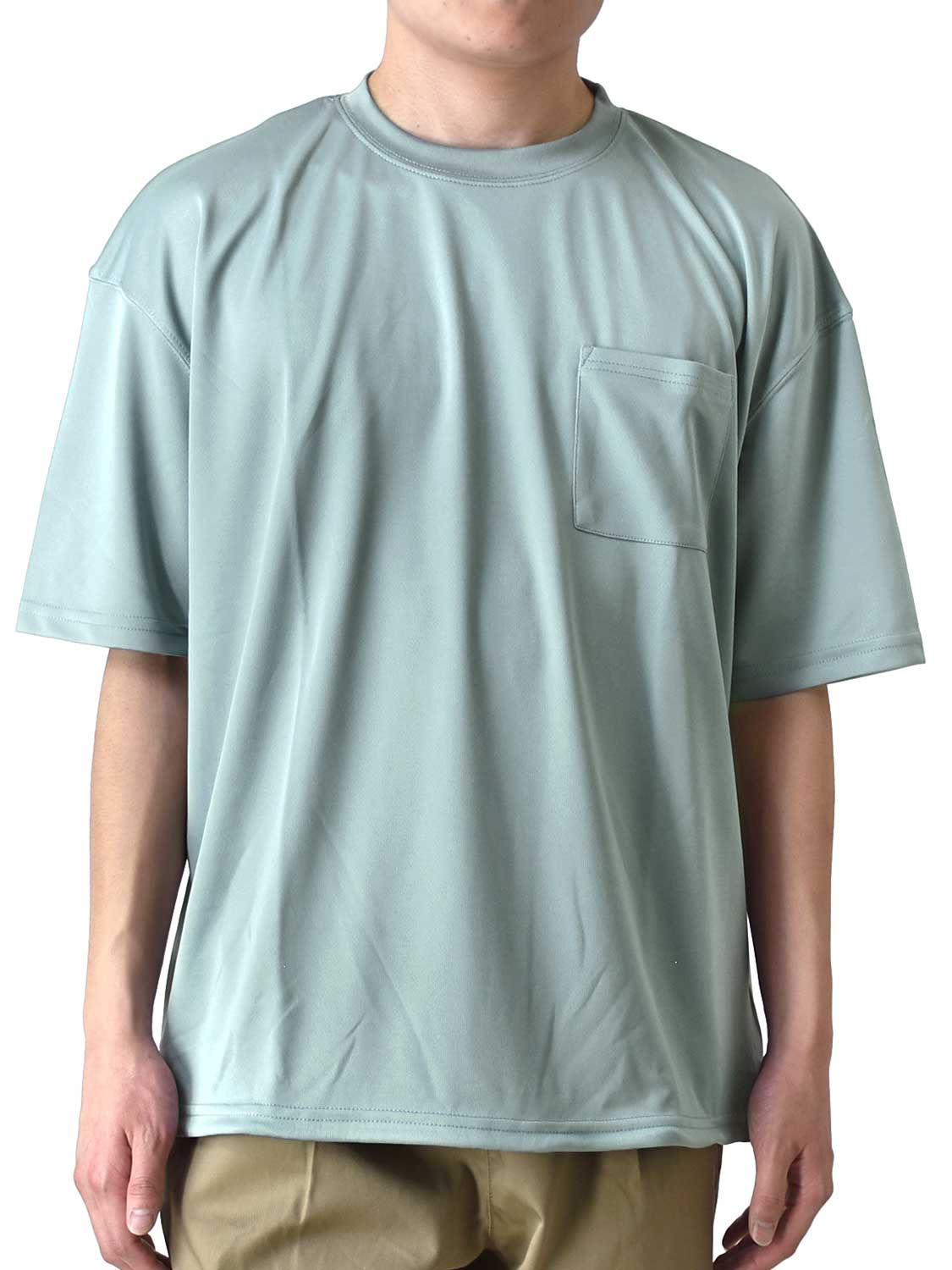 DRYストレッチ Tシャツ メンズ 吸汗速乾 くすみカラー ワイドシルエット ポケット付き 送料無料...