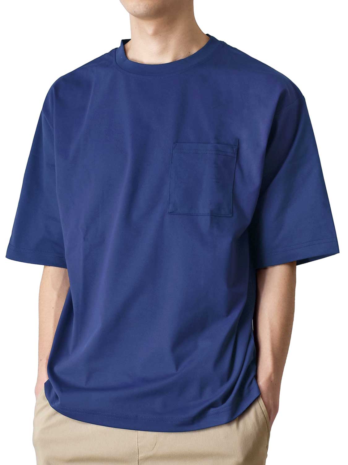 ARONA ワイドTシャツ メンズ 5分袖 DRY吸汗速乾 ストレッチ 無地