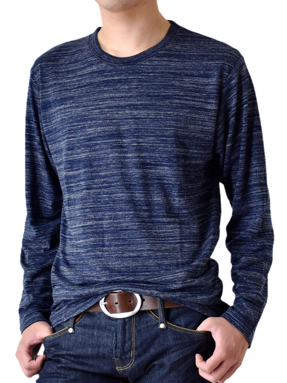 Tシャツ ロンT メンズ ストレッチ 杢カラー クルーネック Vネック 送料無料 通販M《M1.5》...